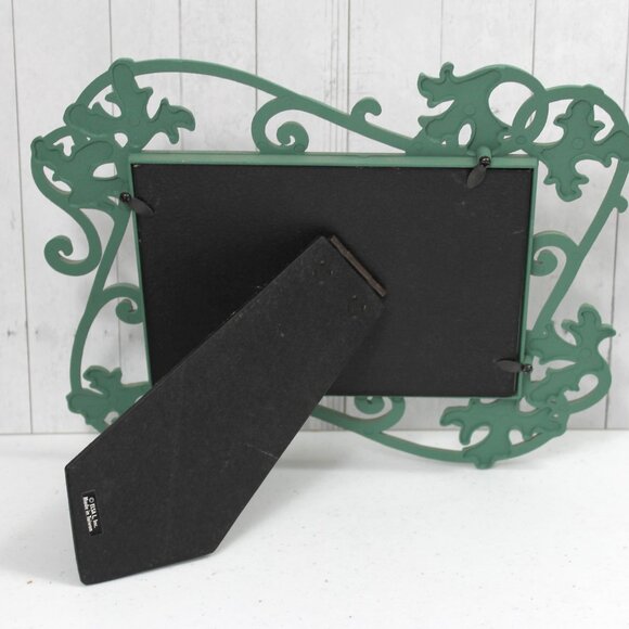 Vintage Elsa L Inc Metal Picture Photo Frame Sea Green Leaves Vines Flourishes - Picture 6 of 11